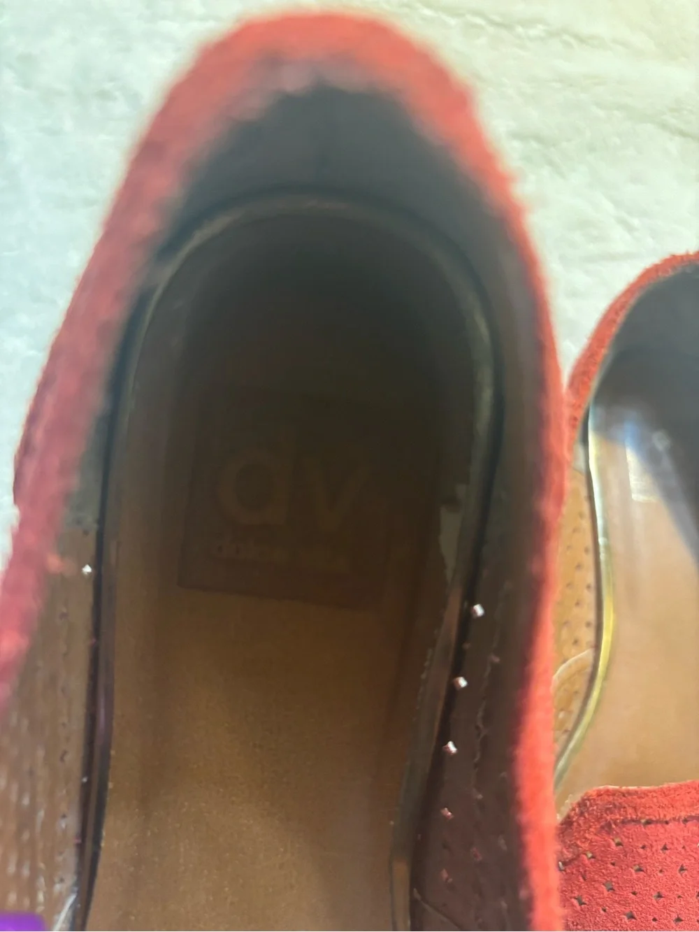 DV by Dolce Vita Loafers Size 7.5 Red Suede Laser-Cut Perforated Slip-On Flats